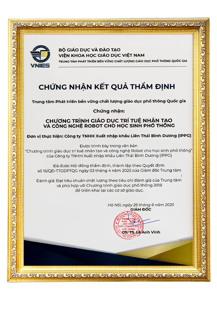 Certificate of appraisal results